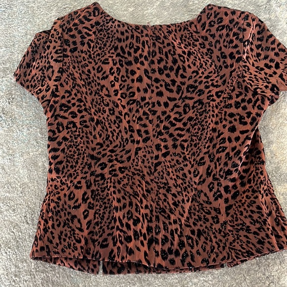Virgo Petite Size 10 Leopard formal top with sparkle & shoulder pads vintage - Picture 4 of 4
